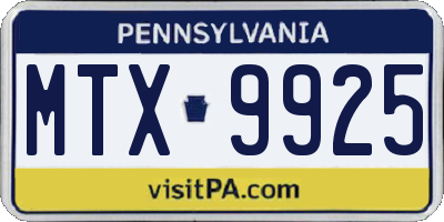 PA license plate MTX9925