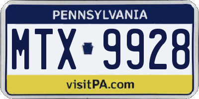 PA license plate MTX9928