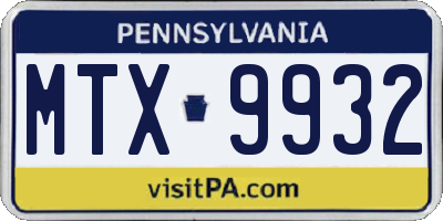 PA license plate MTX9932