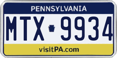 PA license plate MTX9934