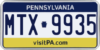 PA license plate MTX9935
