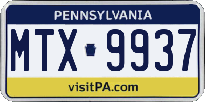 PA license plate MTX9937