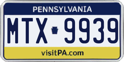 PA license plate MTX9939