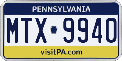 PA license plate MTX9940