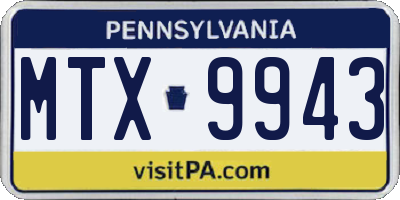 PA license plate MTX9943