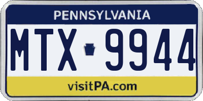 PA license plate MTX9944