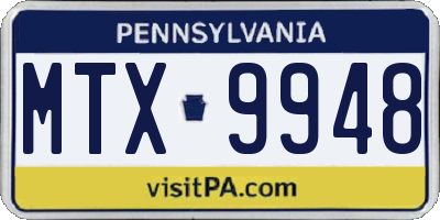 PA license plate MTX9948