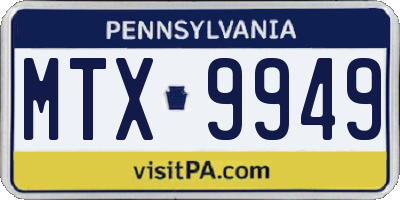 PA license plate MTX9949