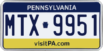 PA license plate MTX9951