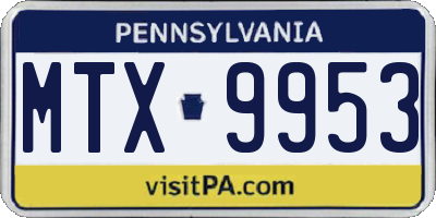 PA license plate MTX9953