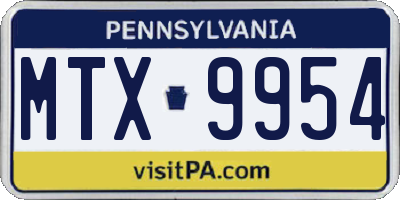 PA license plate MTX9954