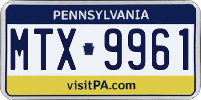 PA license plate MTX9961