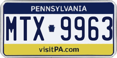 PA license plate MTX9963