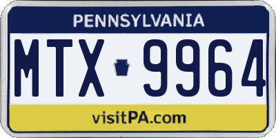 PA license plate MTX9964