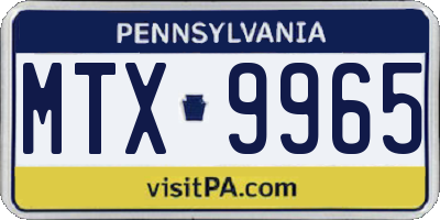 PA license plate MTX9965