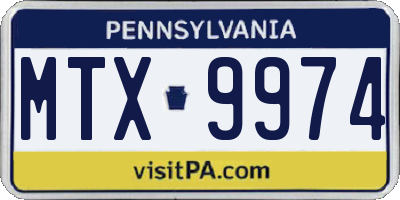 PA license plate MTX9974