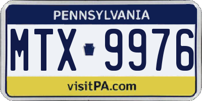 PA license plate MTX9976