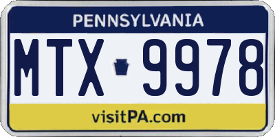 PA license plate MTX9978