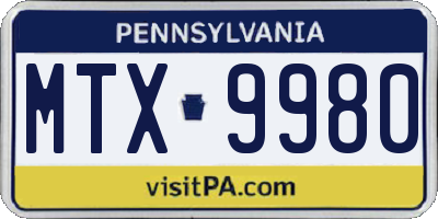 PA license plate MTX9980