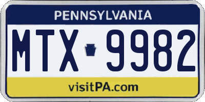 PA license plate MTX9982