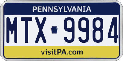 PA license plate MTX9984