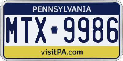 PA license plate MTX9986