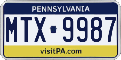 PA license plate MTX9987