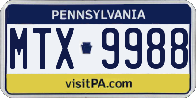 PA license plate MTX9988