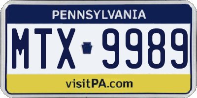 PA license plate MTX9989