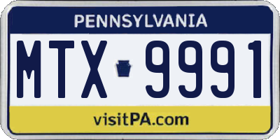 PA license plate MTX9991
