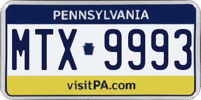 PA license plate MTX9993