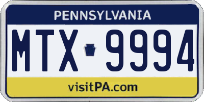 PA license plate MTX9994
