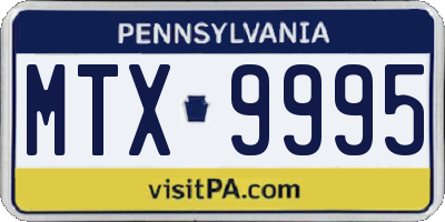 PA license plate MTX9995