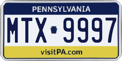PA license plate MTX9997