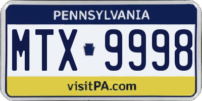 PA license plate MTX9998