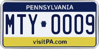 PA license plate MTY0009