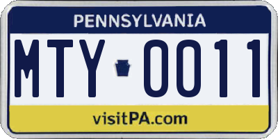 PA license plate MTY0011