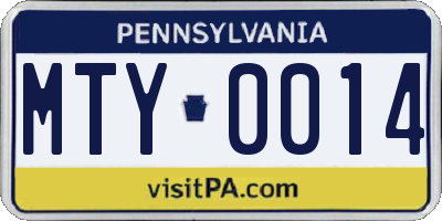 PA license plate MTY0014