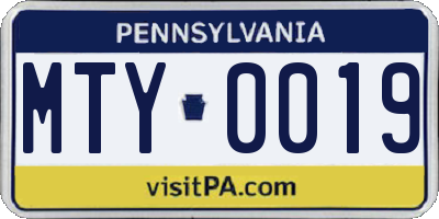 PA license plate MTY0019