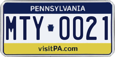 PA license plate MTY0021