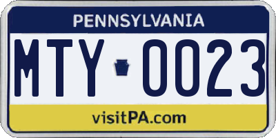 PA license plate MTY0023