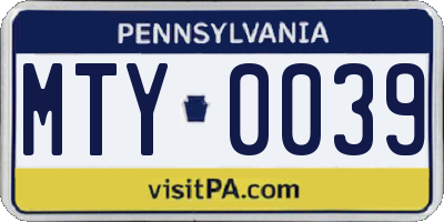 PA license plate MTY0039