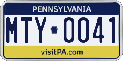 PA license plate MTY0041
