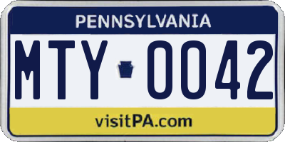 PA license plate MTY0042