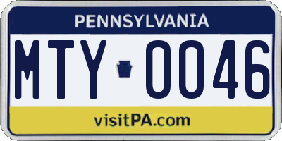 PA license plate MTY0046