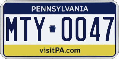 PA license plate MTY0047