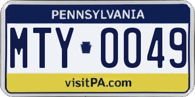 PA license plate MTY0049
