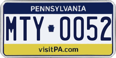 PA license plate MTY0052