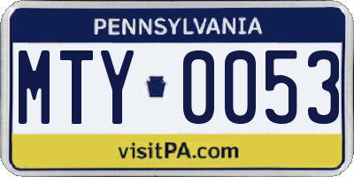 PA license plate MTY0053