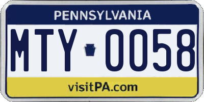 PA license plate MTY0058